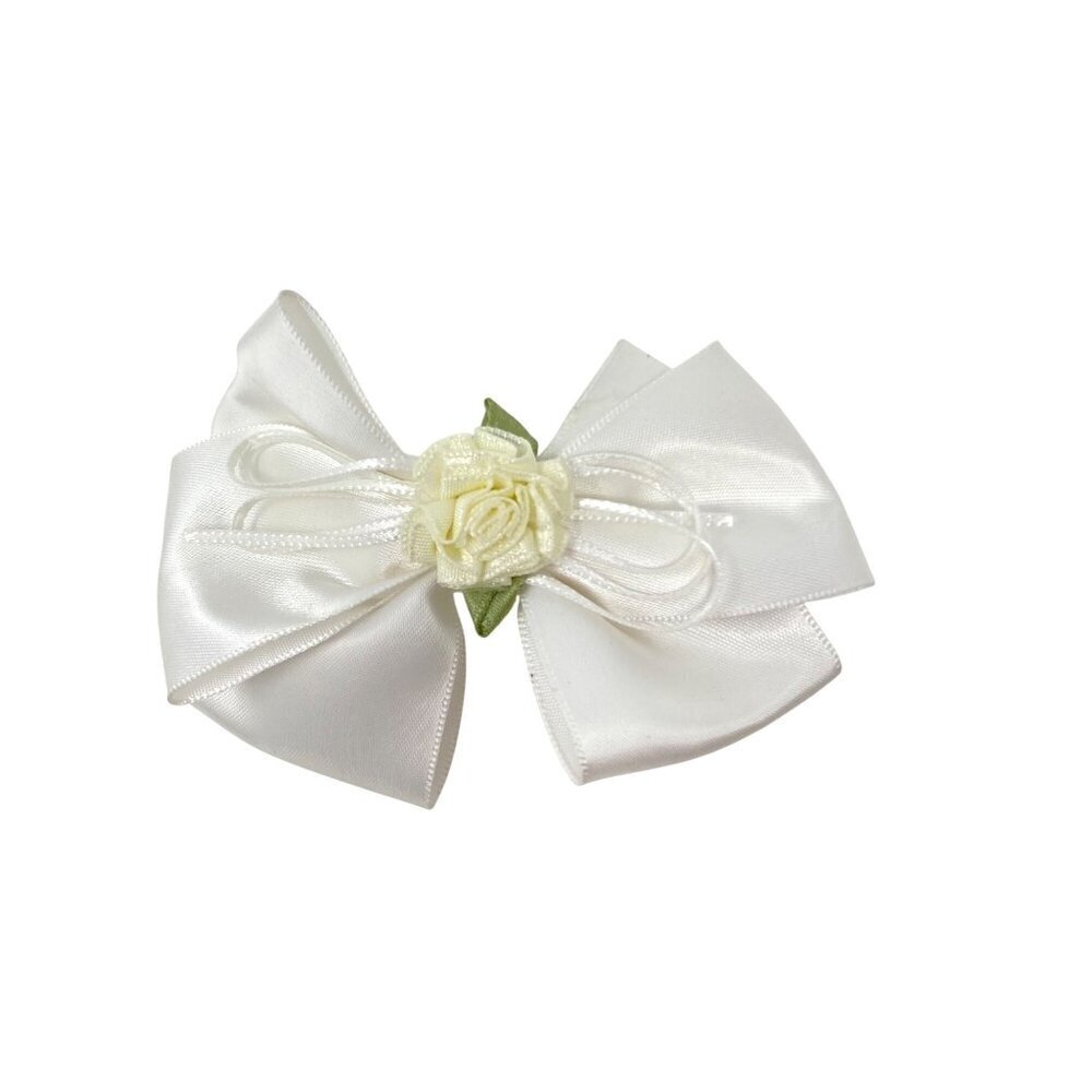 Satin Rosette Bow French Barrette Hair Clip Flower Girl Wedding Preowned